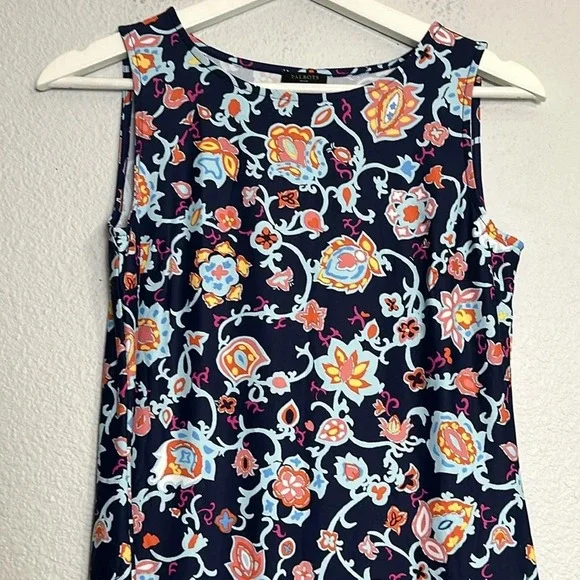 Talbots Petites Women's Size P Effortless Jersey Shift Dress in Stitched Floral - Picture 4 of 10